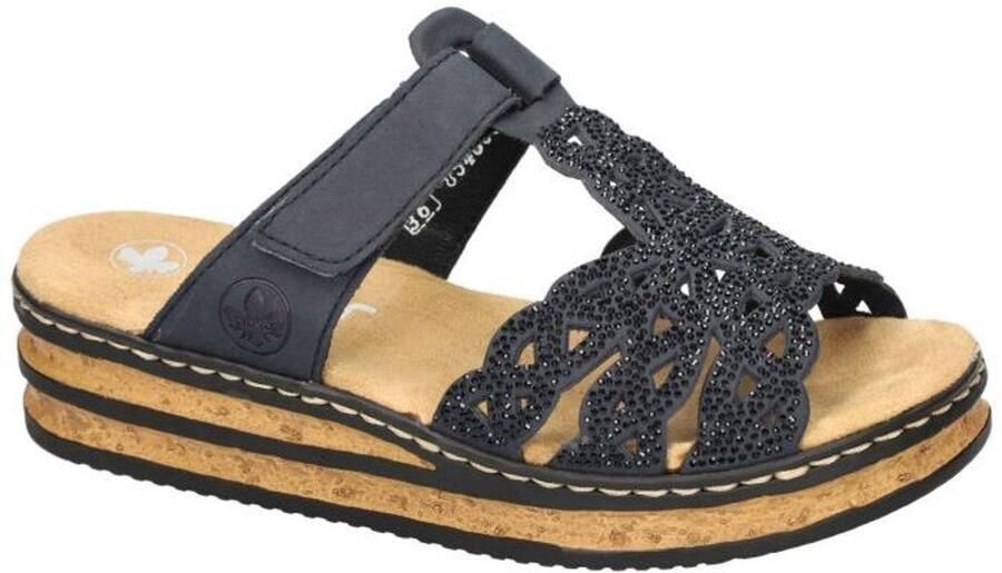 Rieker -Dames blauw donker slippers & muiltjes