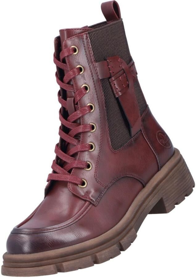 Rieker Veterschoenen Veterenkellaars herfstboots profielzool blokhak met stretch