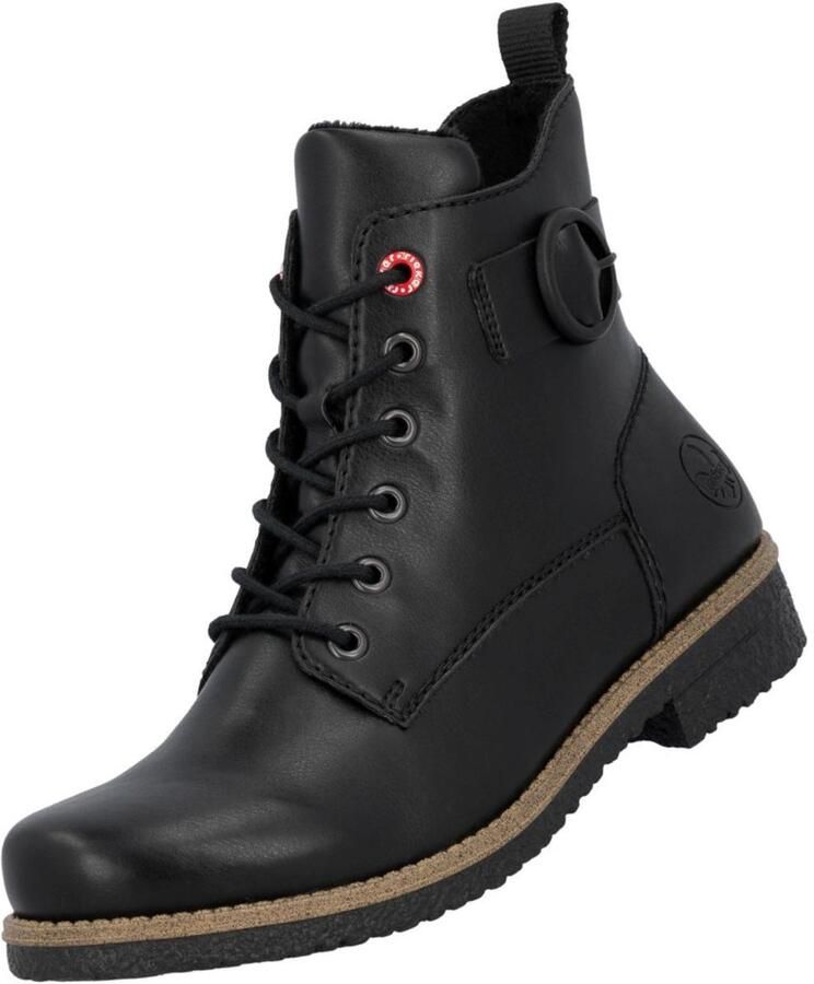 Rieker Veterlaarsjes Veterboots enkellaarsjes blokhak met decoratieve siergesp