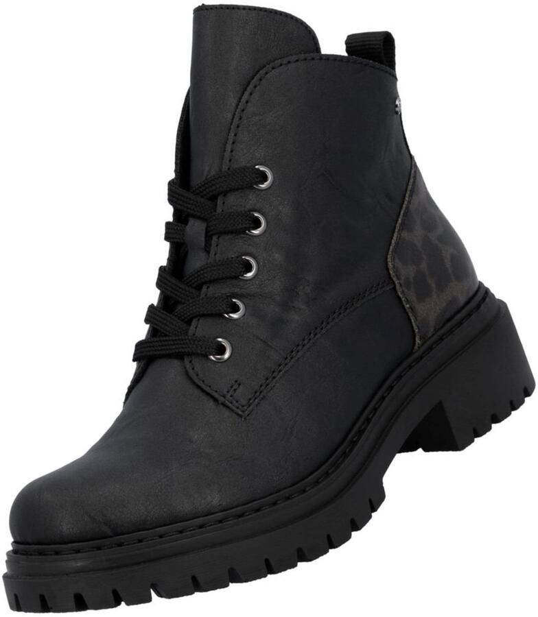 Rieker Veterschoenen Veterenkellaars profielzool met praktische binnenzijde ritssluiting