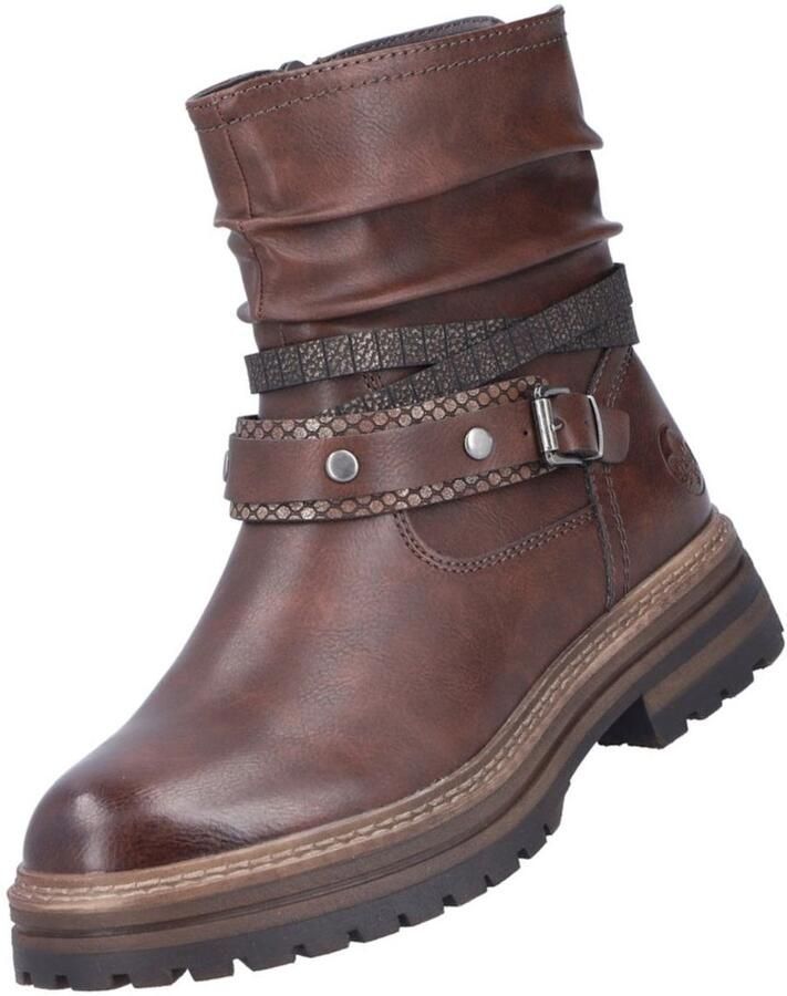 Rieker Winterlaarsjes Boots blokhak met sierbandjes op de slouchy schacht