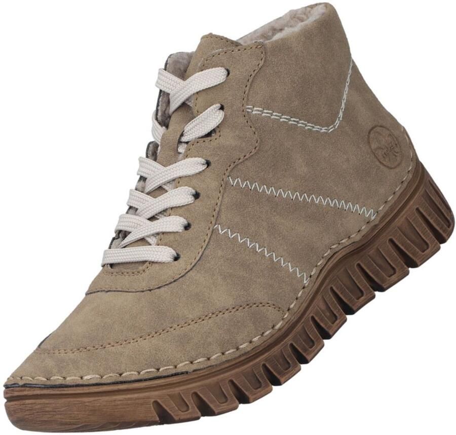 Rieker dames enkellaarsjes gevoerd beige