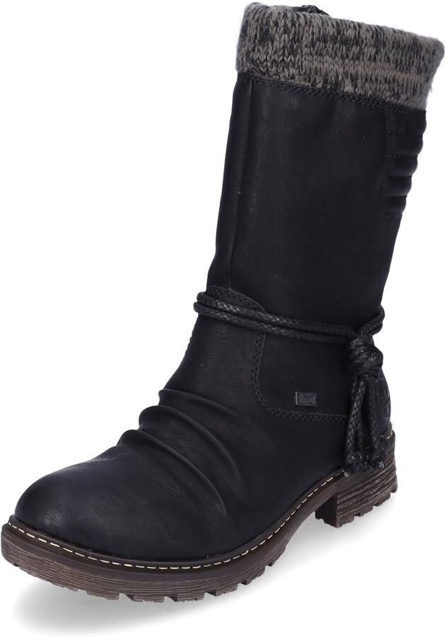 Rieker Winterlaarzen hakken tex-membraan met gebreide schaprand