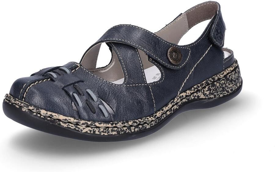 Rieker Klittenbandschoenen zomerschoen sleehak bandjessandaal met contrasterende stiksels