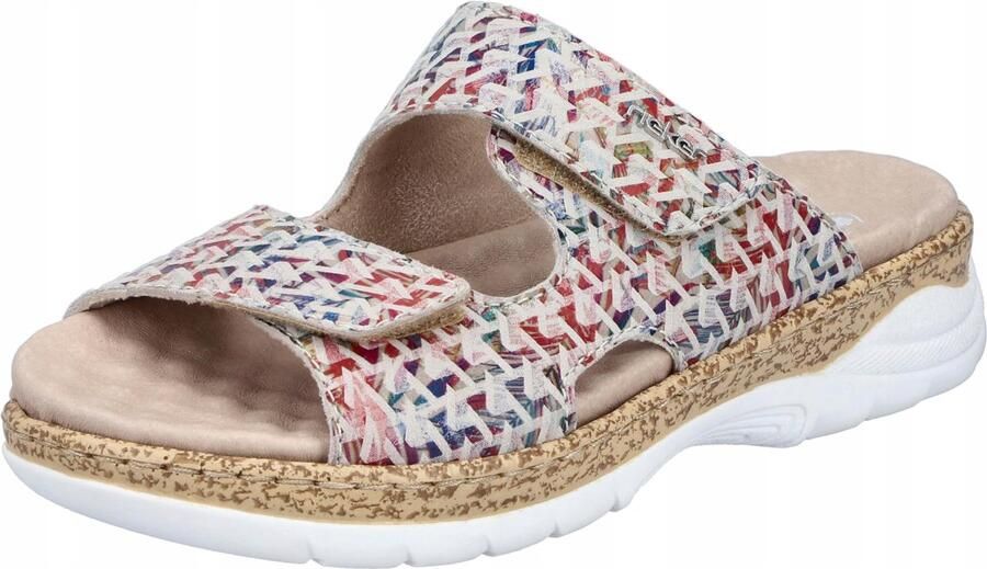 Rieker Slippers Zomerschoen klittenbandschoen pantoffel slippers met genopt voetbed
