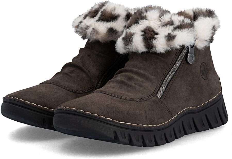 Rieker Dames Korte Laarzen Dubbele Rits 57551 Bruin