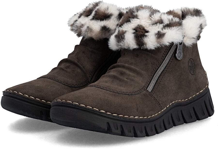 Rieker Dames Korte Laarzen Dubbele Rits 57551 Bruin