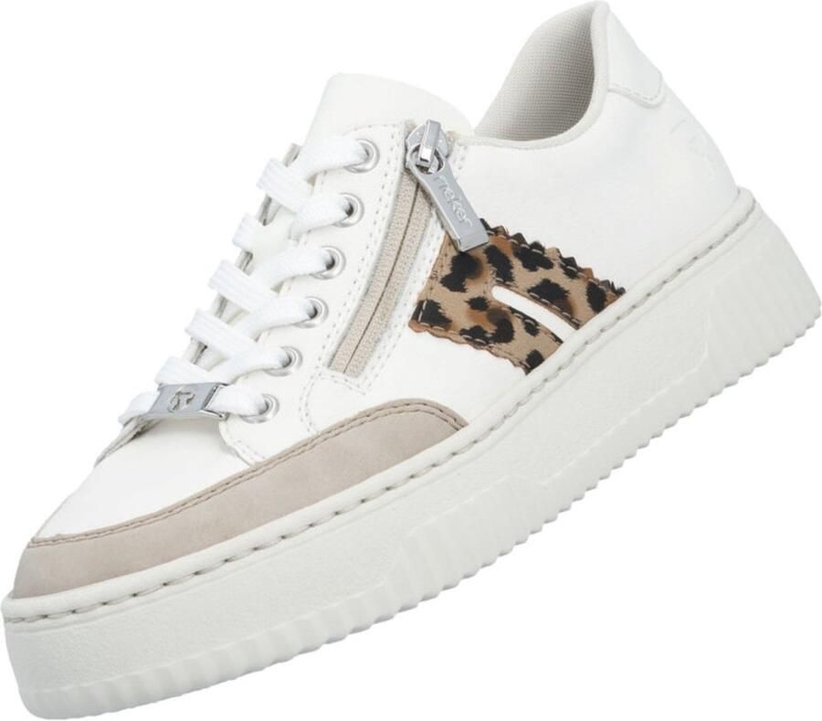 Rieker dames leren sneaker wit beige
