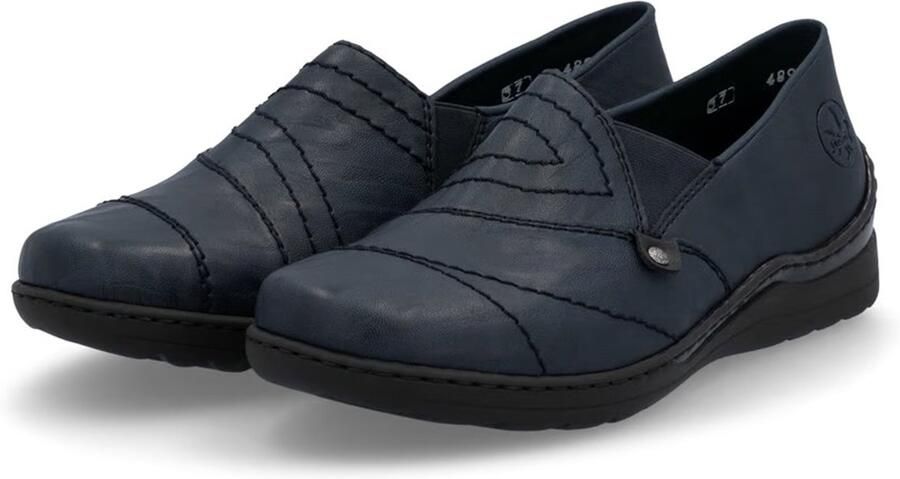 Rieker Instappers instapschoen lage schoen slip-on met stretch inzet en decoratieve stiksels