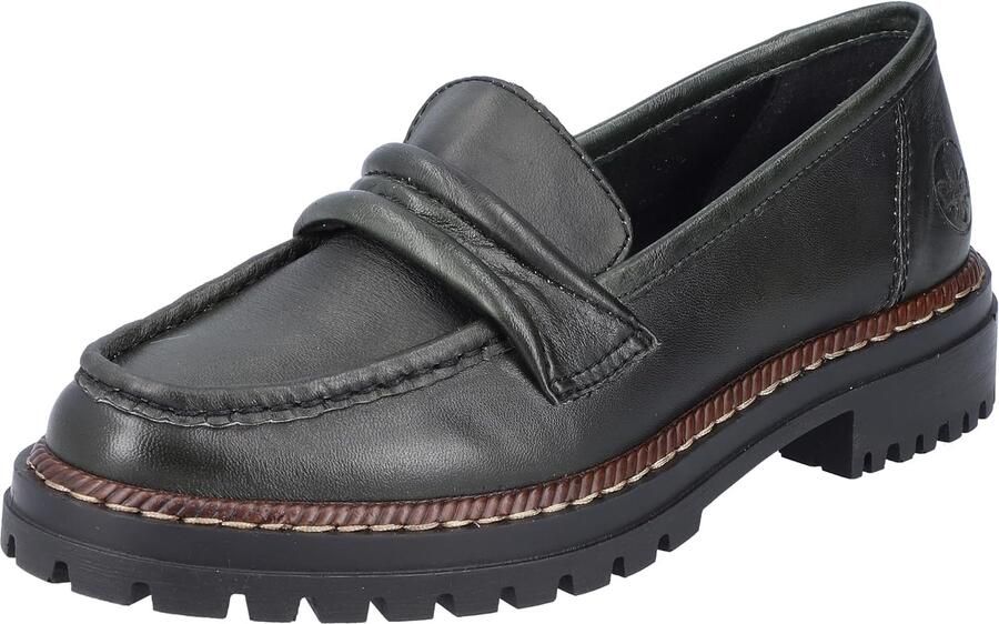 Rieker Dames Loafers 52050 Groen Leer Comfort & Stijl