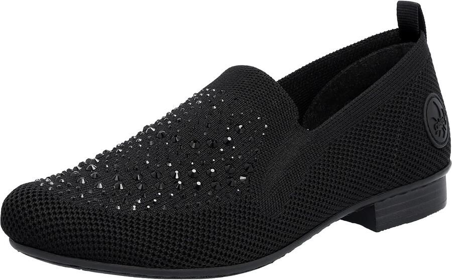 Rieker Instappers Loafer zakelijke schoen versierd met strass-steentjes