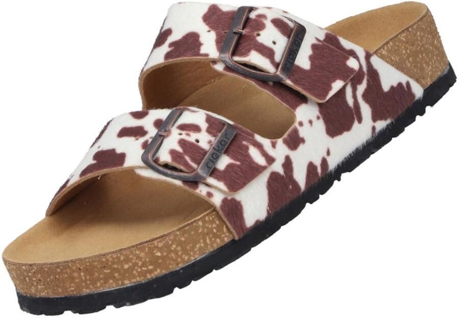 Rieker dames muiltjes beige koeienhuid
