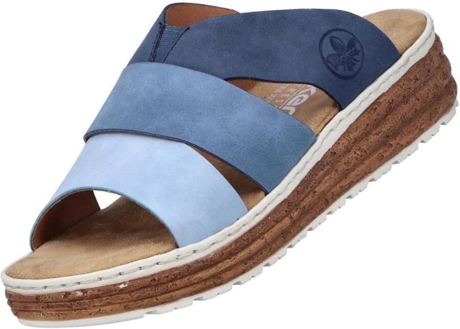 Rieker dames muiltjes blauw comfort wijdte