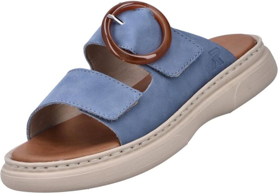 Rieker dames muiltjes blauw extra breed