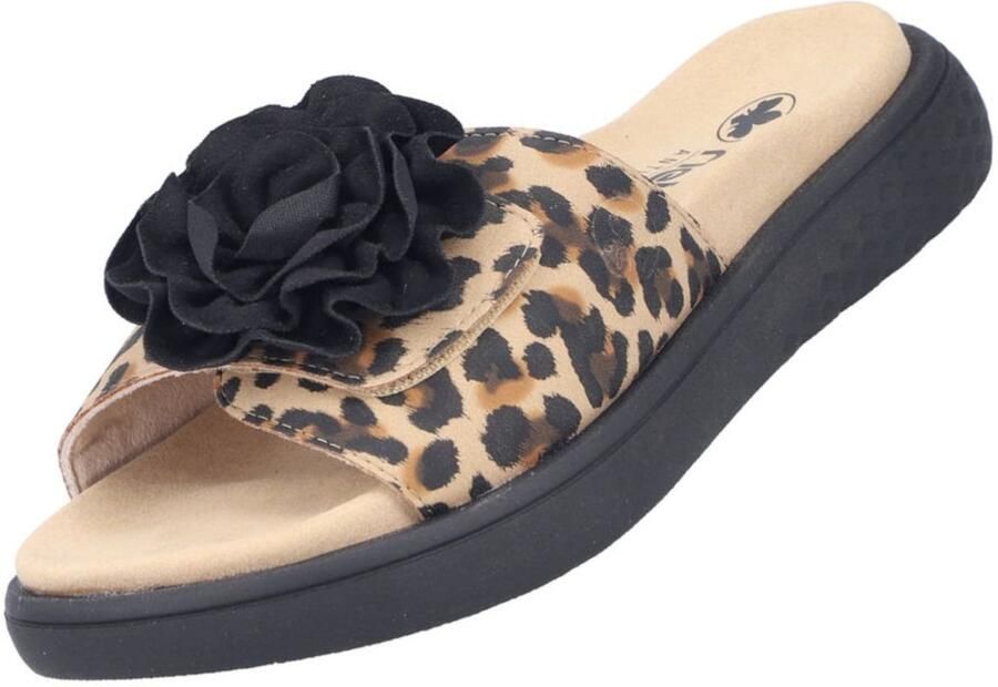 Rieker dames muiltjes zwart leopard