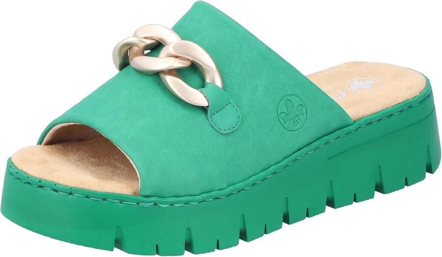 Rieker Dames Mules V1088 Groen Comfort & Stijl