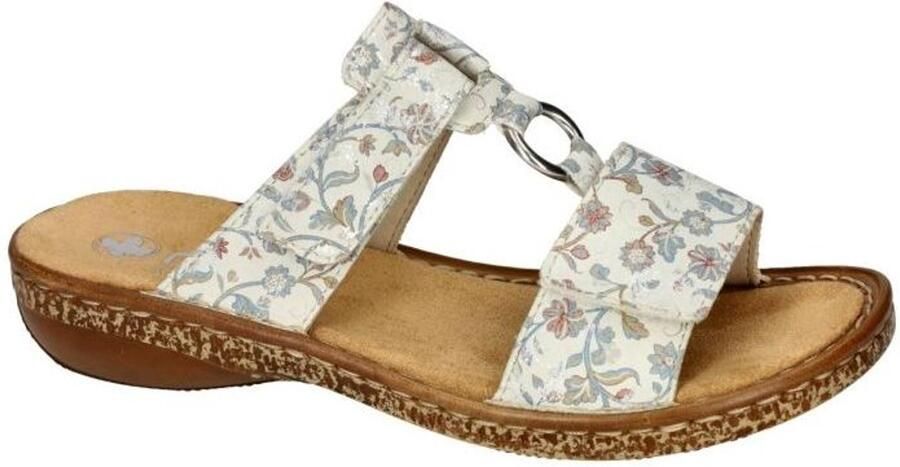 Rieker -Dames off-white-crÈme-ivoorkleur slippers & muiltjes