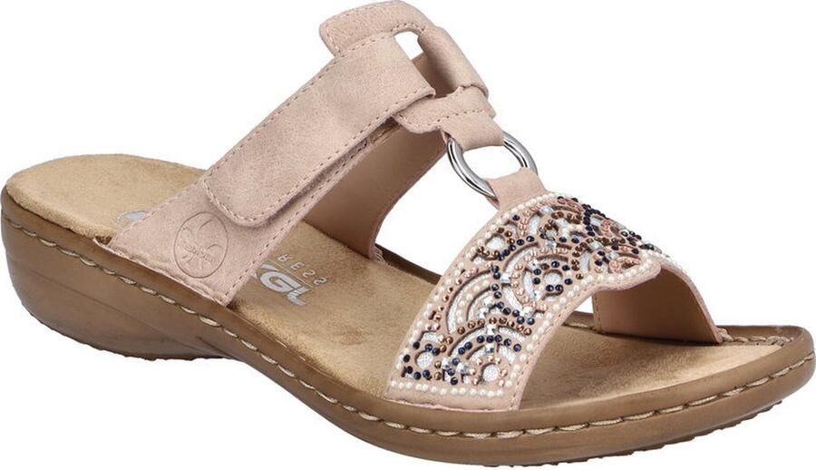 Rieker -Dames oud roze slippers & muiltjes