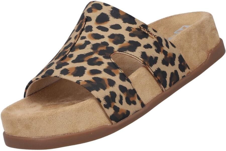 Rieker dames pantoffel bruin leopard