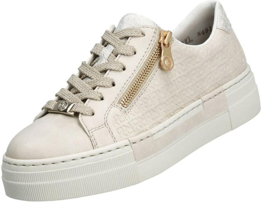 Rieker Plateausneakers met gouden rits vrijetijdsschoen lage schoen veterschoen