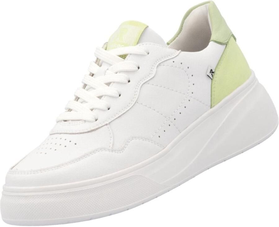 Rieker dames plateausneaker wit lichtgroen