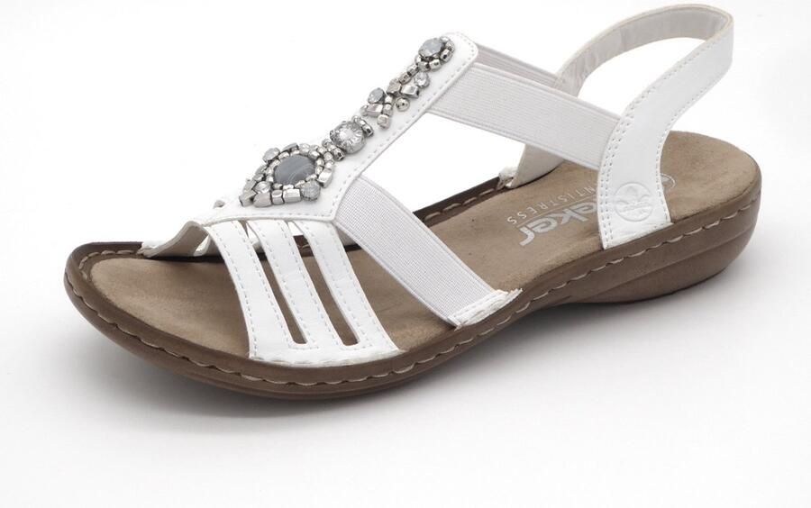 Rieker Sandalen zomerschoen sandaal sleehak met decoratieve steentjes