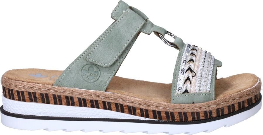 Rieker Slippers sleehak zomerschoen pantoffels met decoratieve kralen - Foto 15