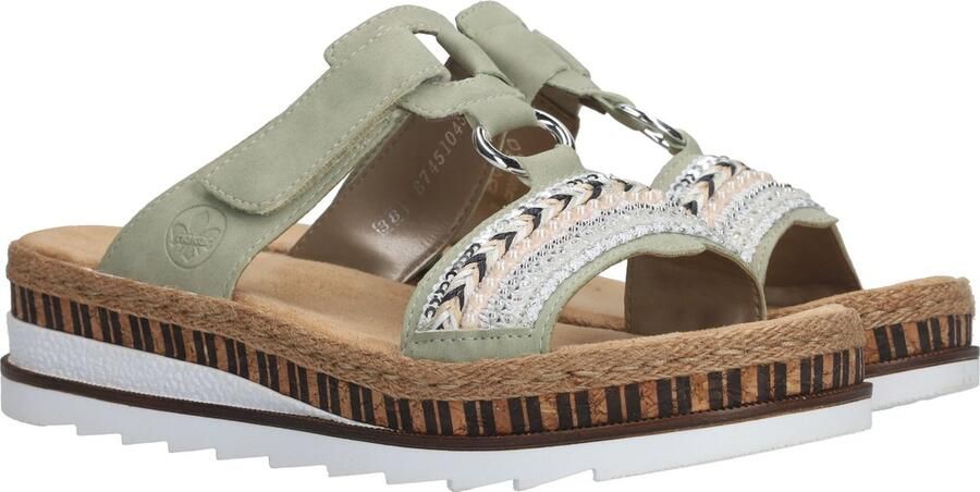 Rieker Slippers sleehak zomerschoen pantoffels met decoratieve kralen - Foto 8