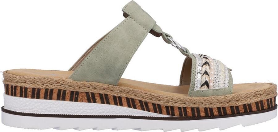 Rieker Slippers sleehak zomerschoen pantoffels met decoratieve kralen