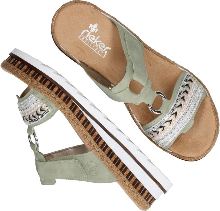 Rieker Slippers sleehak zomerschoen pantoffels met decoratieve kralen - Foto 6
