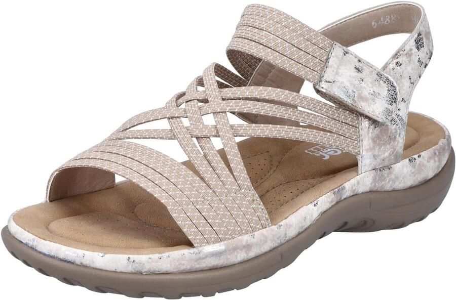 Rieker Dames Sandalen 64888 Comfortabele Beige Synthetische Slippers