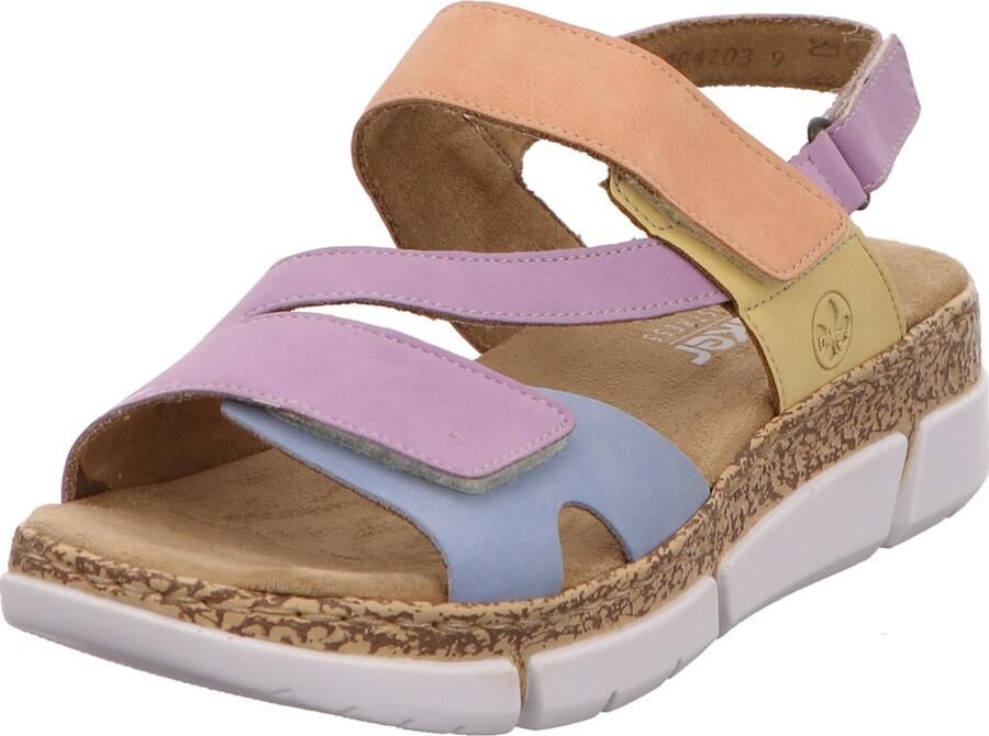 Rieker Pastel zomer sandaal met plateauzool Multicolor Dames