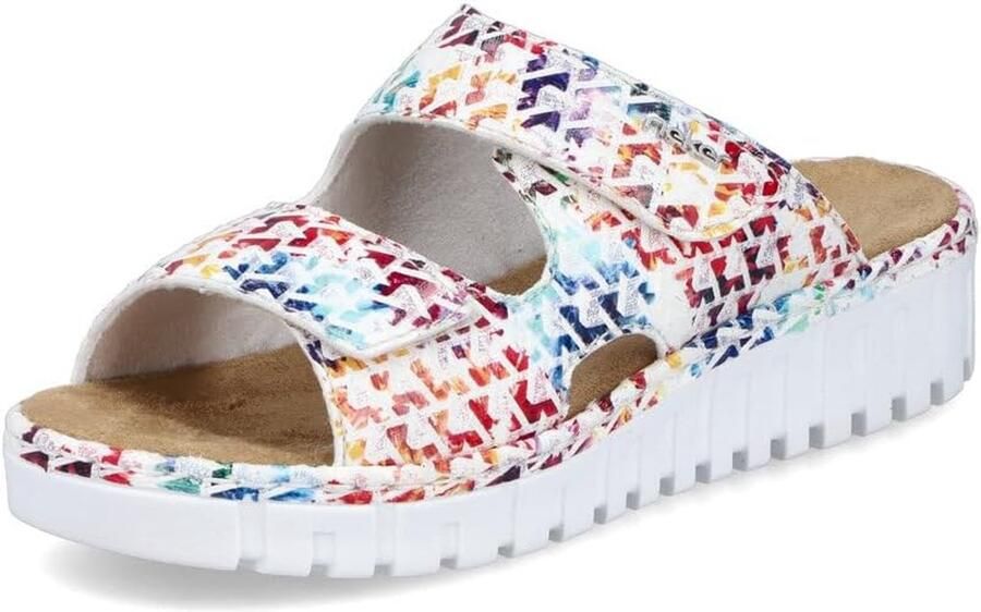 Rieker Slippers Zomerschoen slippers pantoffel met modieuze plateauzool