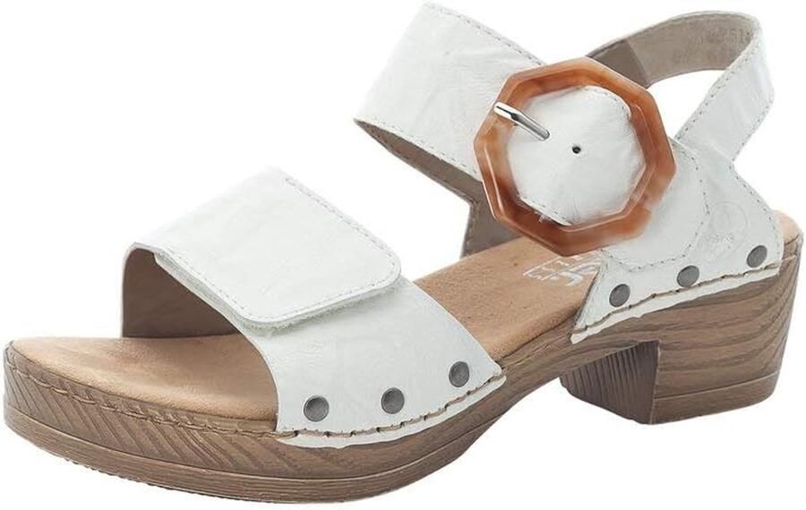 Rieker Dames Sandalen V6851 Comfortabele Leren Slippers