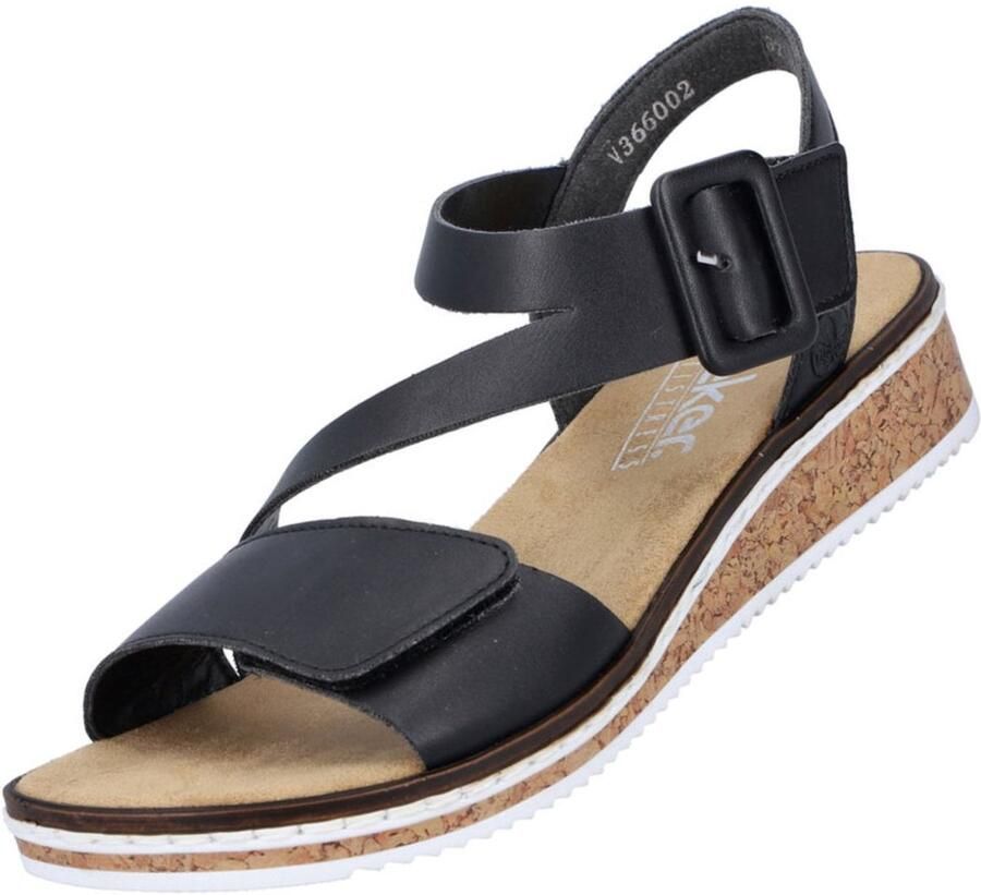 Rieker Sandalen zomerschoen sandaal sleehak met asymmetrische bandjes