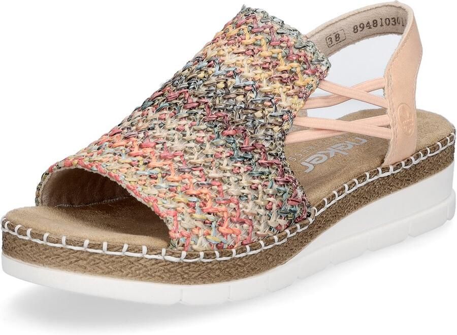 Rieker Sandalen zomerschoen sandaal sleehak in modieuze vlecht-look
