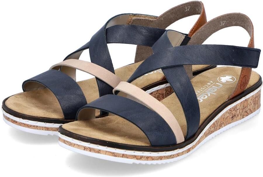 Rieker Sandalen zomerschoen sandaal sleehak met klittenbandjes