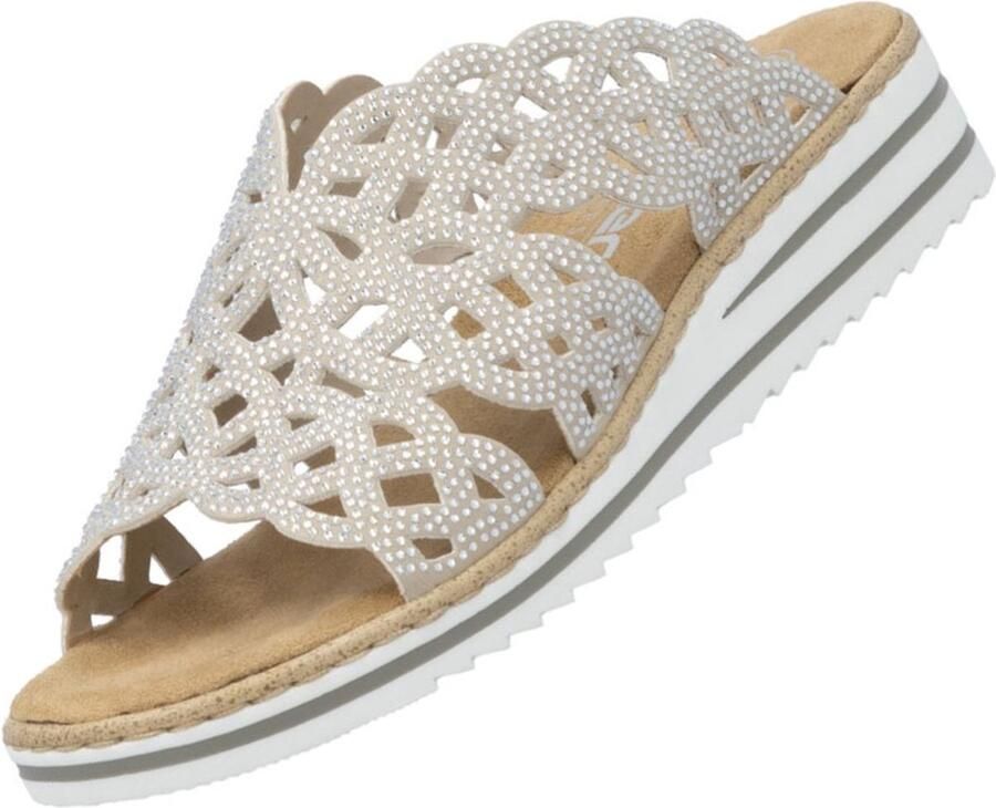 Rieker Slipper Beige Steentjes
