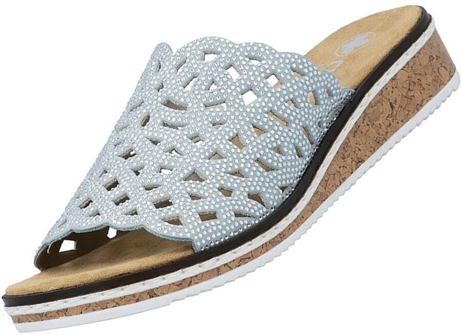 Rieker Slippers Zomerschoen slippers huisschoen sleehak met perforatie