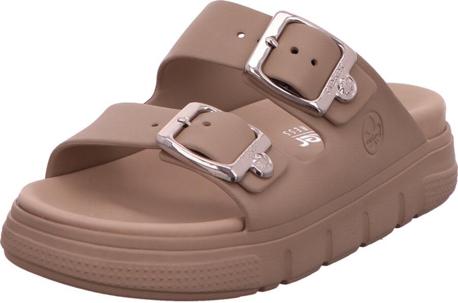 Rieker Slippers plateau zomerschoen slippers in breedte g (=wijd)