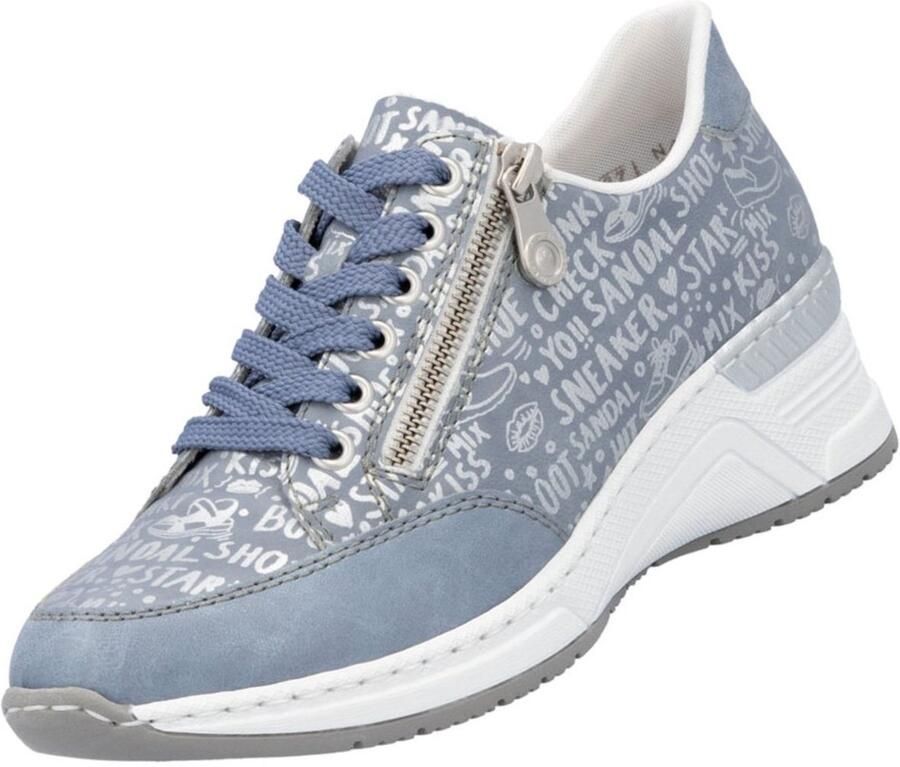 Rieker Sneakers bedrukt met letters vrijetijdsschoen lage schoen veterschoen