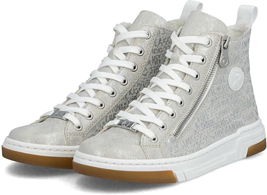 Rieker Sneakers high top sneaker vrijetijdsschoen veterschoen met plateauzool