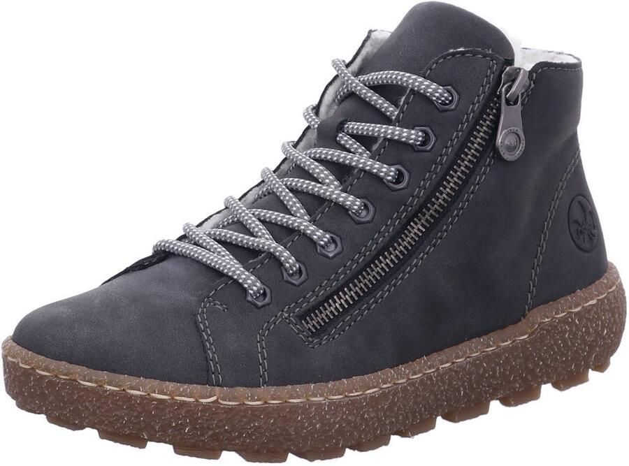 Rieker Sneakers laag 'Sportlicher Schnürschuh Damen 44567-42 Kunststoff (Synthetik) in grau' grijs