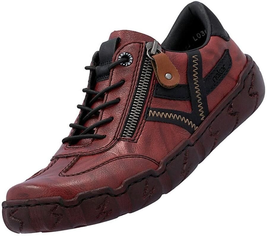 Rieker Sneakers Veterschoen lage schoen vrijetijdsschoen met sierstiksels