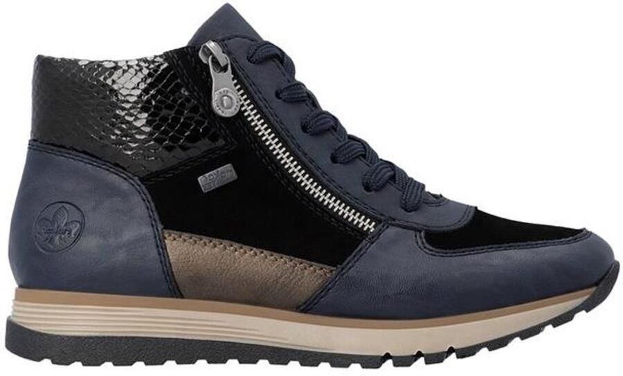 Rieker Dames Veterboot Gevoerd 49040-14 Blauw Wijdte H - Foto 2