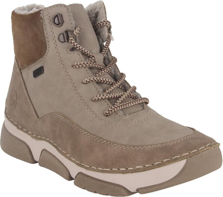 Rieker Veterlaarzen TEX Kunstleer Sleehak Beige