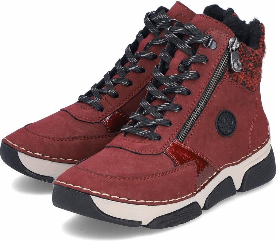 Rieker dames veterlaarzen warm gevoerd enkellaarsje 45960-35 rood