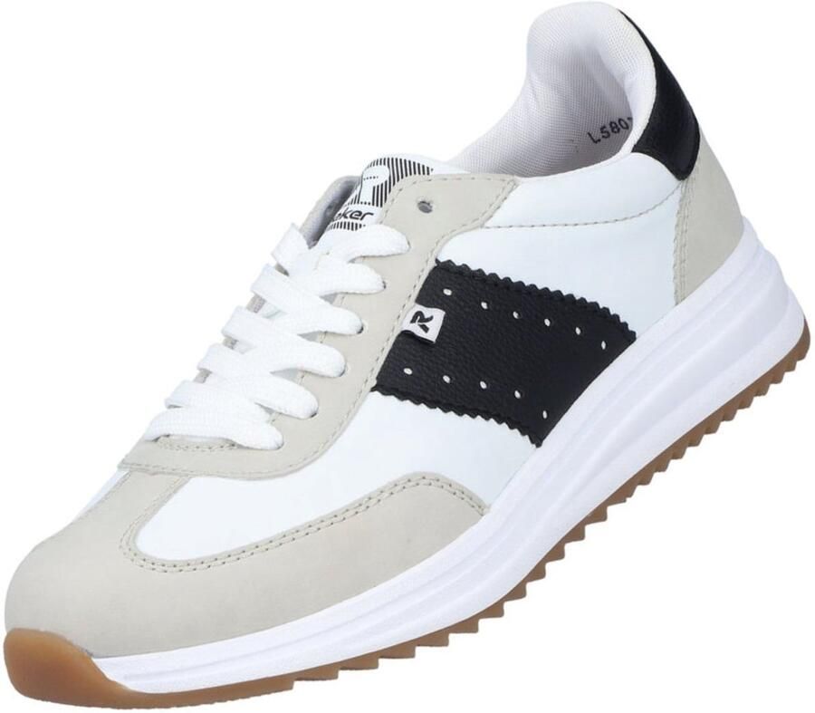 Rieker dames veterschoenen wit grijs extra breed