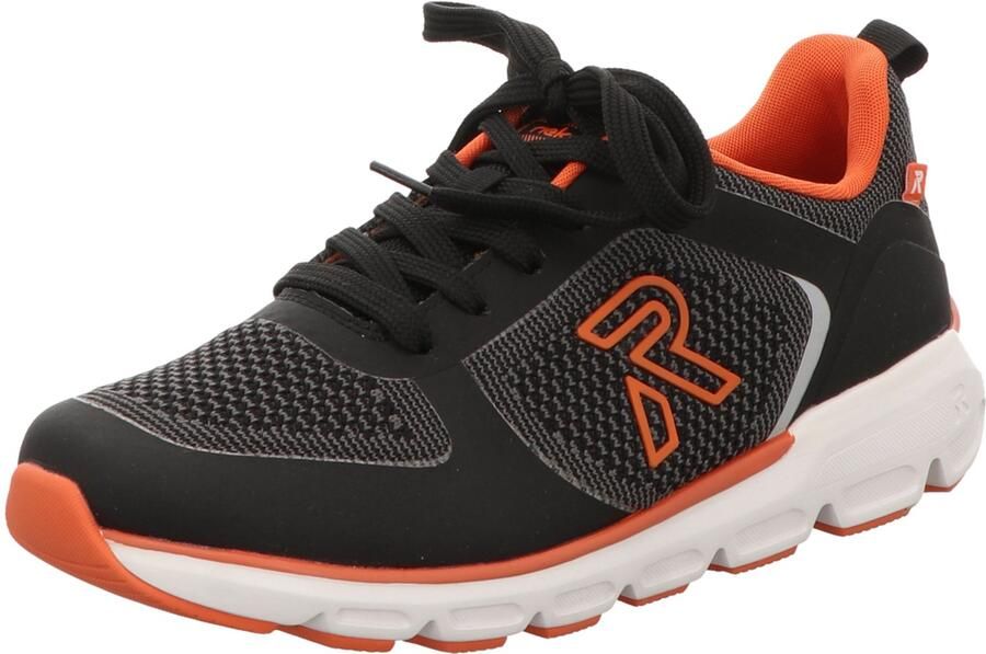 Rieker Sport Sneakers laag grijs neonoranje zwart