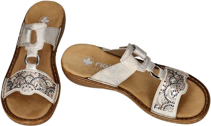 Rieker -Dames zilver slippers & muiltjes